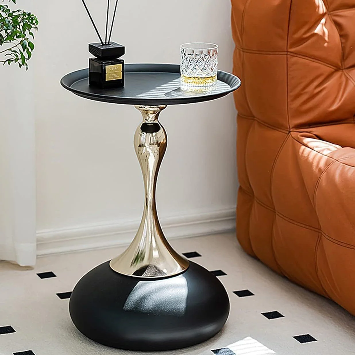Modern Metal Pedestal Round Side Table for Living Room - Image 6