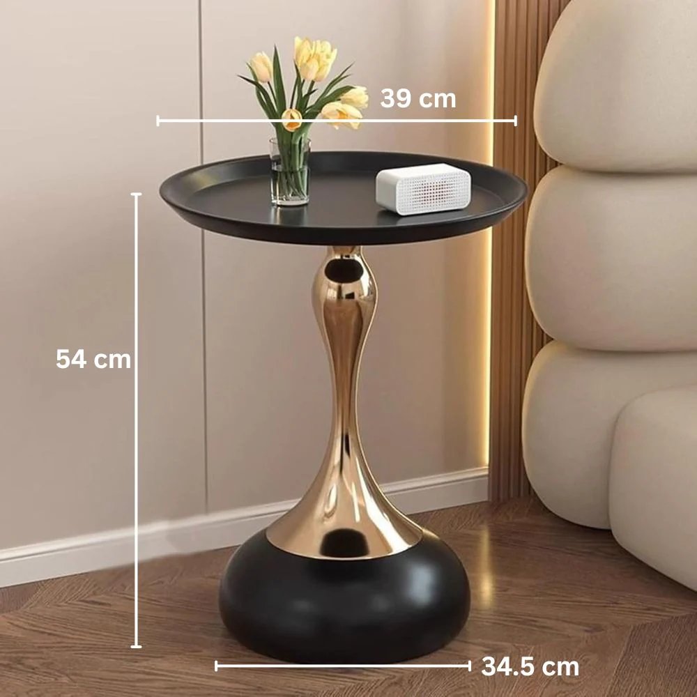 Modern Metal Pedestal Round Side Table for Living Room - Image 7