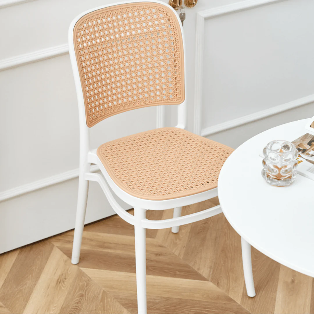 Modern Nordic-Style Rattan-Inspired Stackable Plastic Chair - Image 2