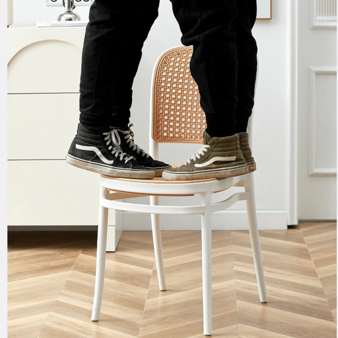 Modern Nordic-Style Rattan-Inspired Stackable Plastic Chair - Image 3