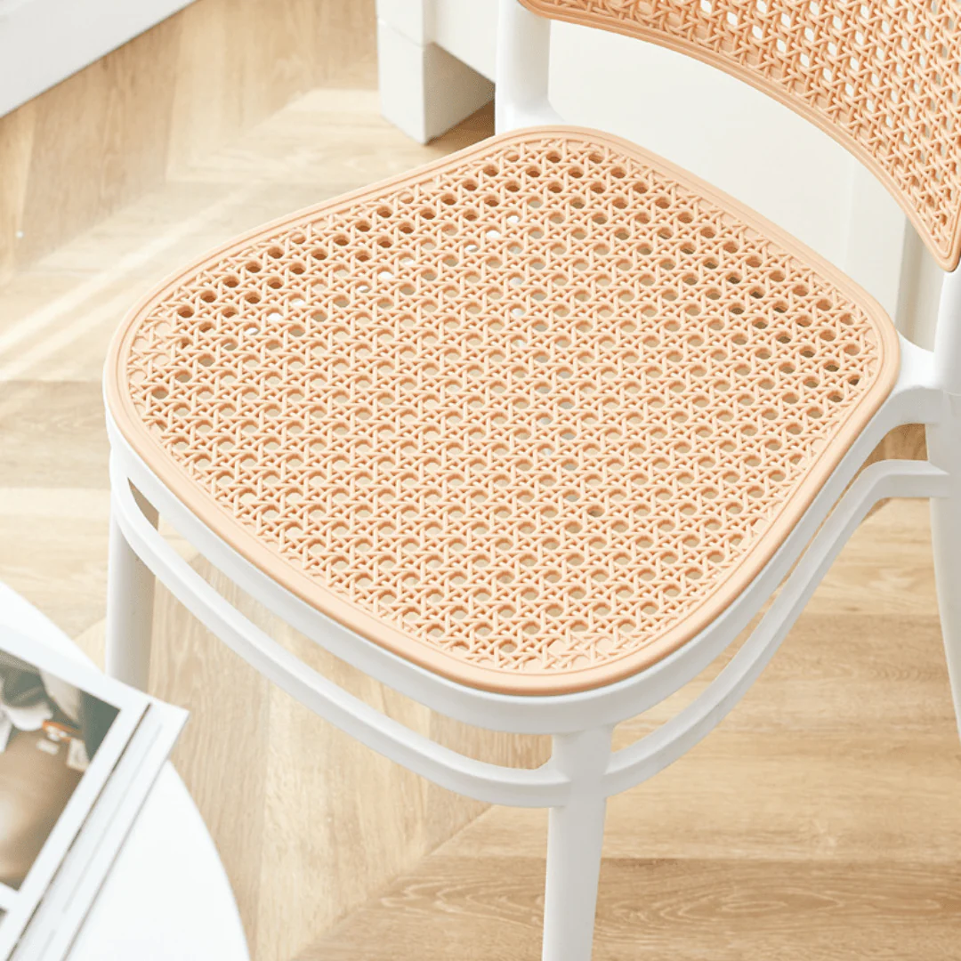Modern Nordic-Style Rattan-Inspired Stackable Plastic Chair - Image 4