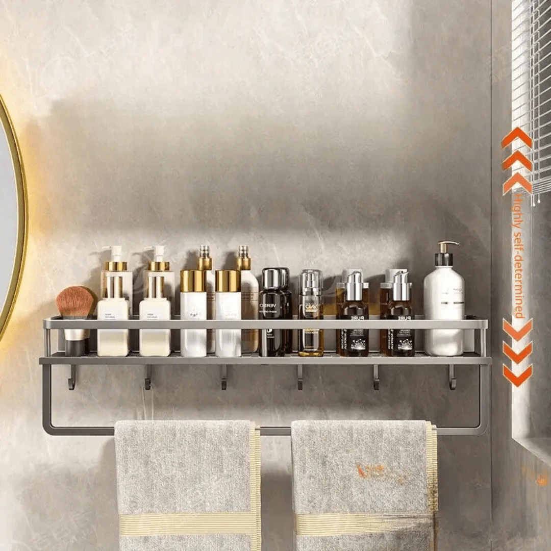 Modern Wall-Mount Bathroom Organizer Shelf - Image 3