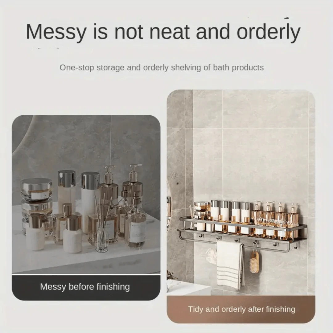 Modern Wall-Mount Bathroom Organizer Shelf - Image 5