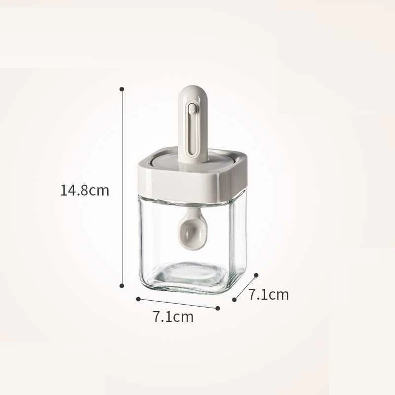 Moisture-Proof Sealed Scoop Square Seasoning Jar With Lid and Spoon - Image 10