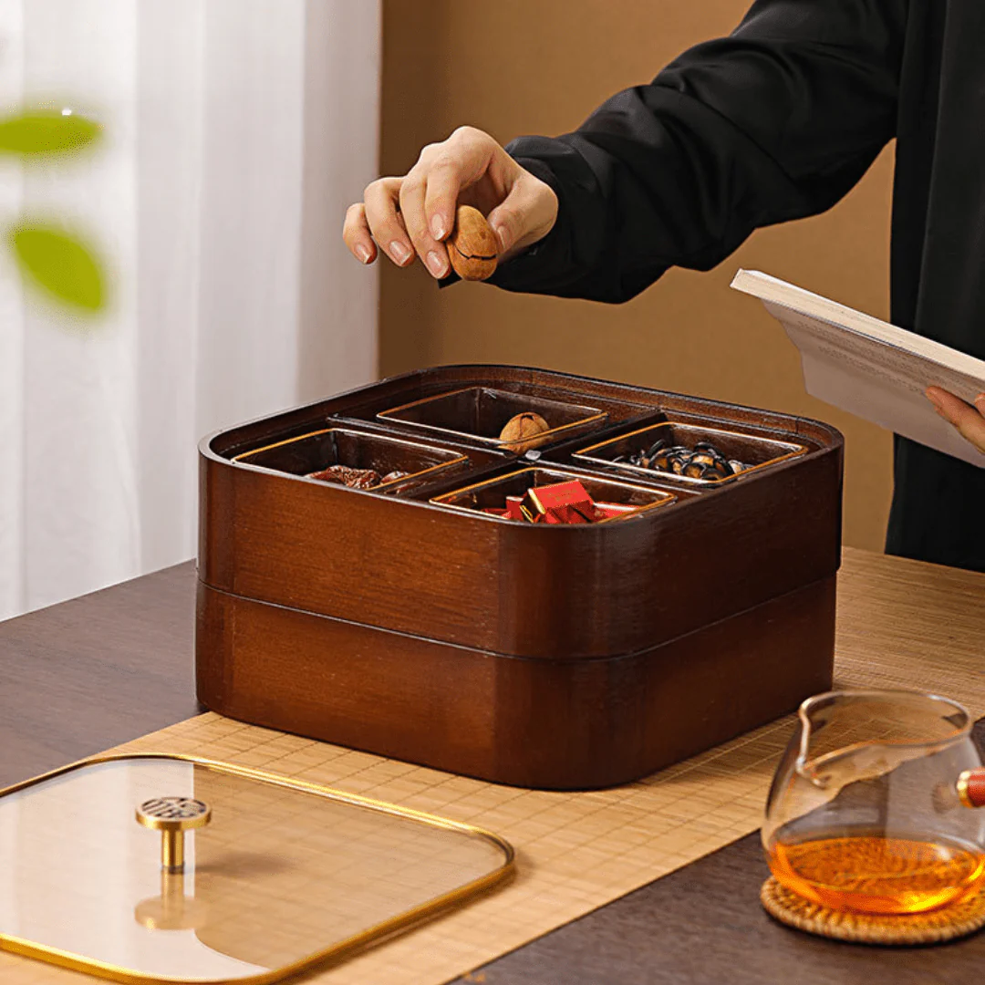 Moisture-Proof Wooden Serving Tray (Double Layer) - Image 3