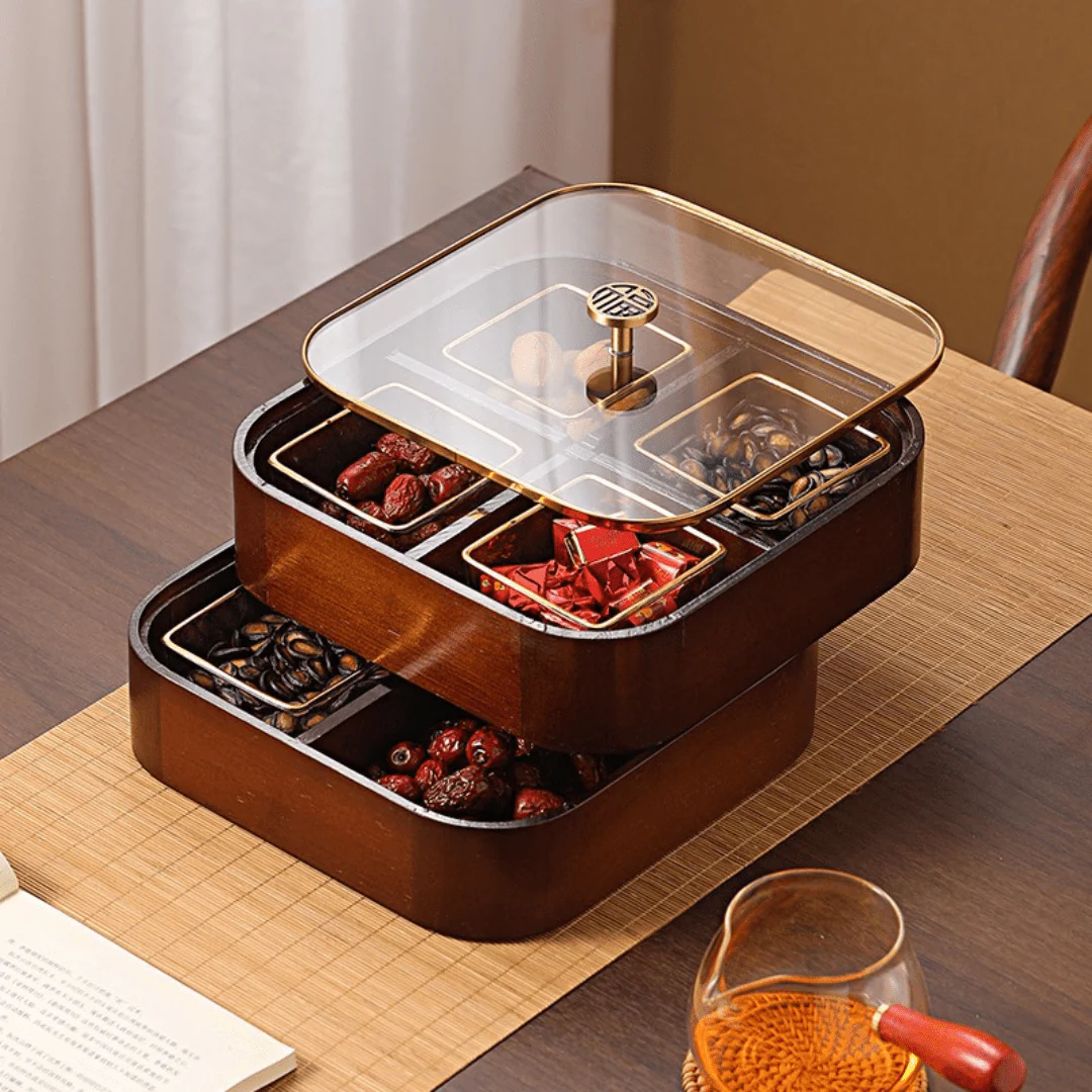 Moisture-Proof Wooden Serving Tray (Double Layer) - Image 6