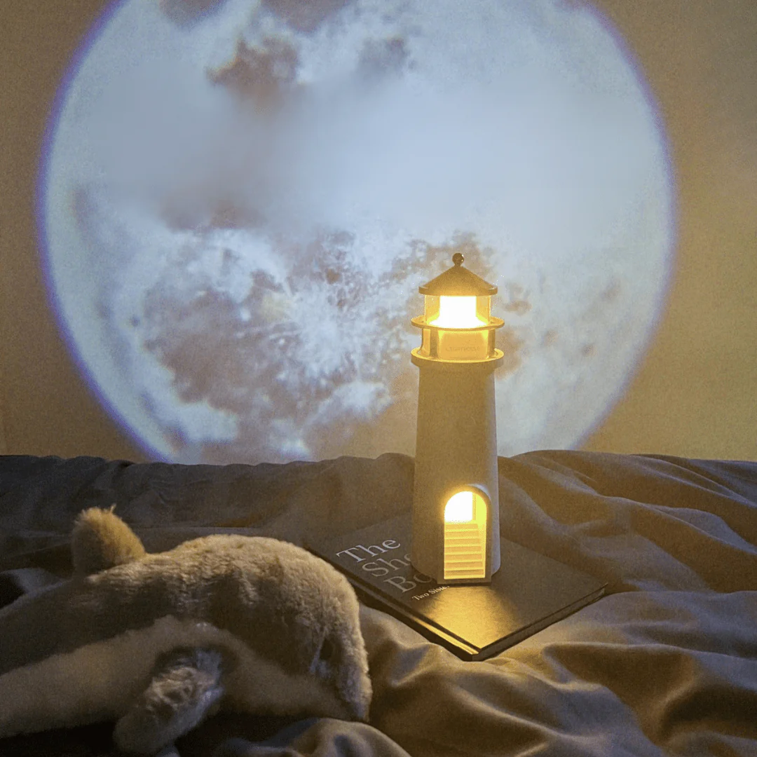 Moon Lamp Lighthouse Night Lights with Full Moon Projector Cordless with Rechargeable Charging - Image 6