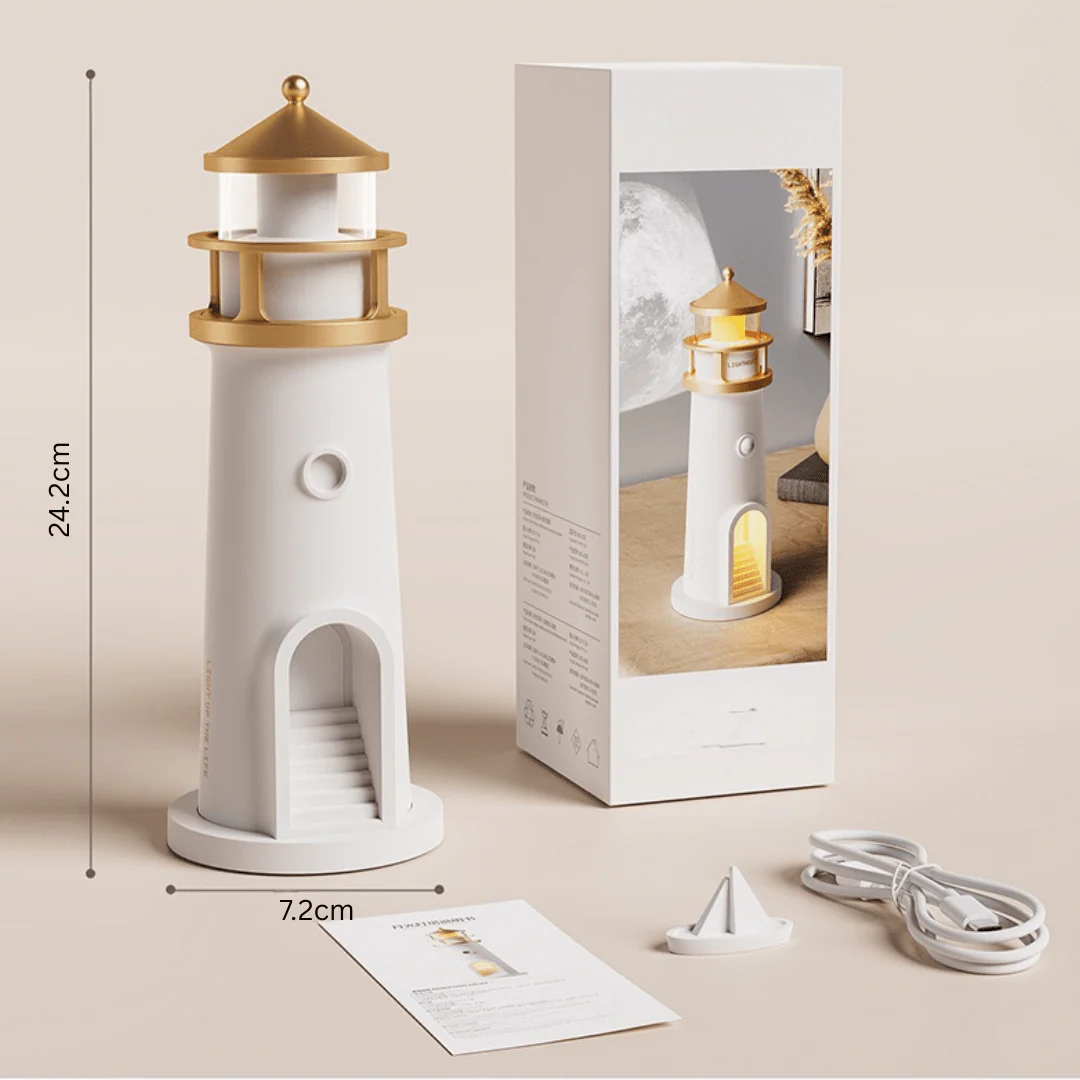 Moon Lamp Lighthouse Night Lights with Full Moon Projector Cordless with Rechargeable Charging - Image 7