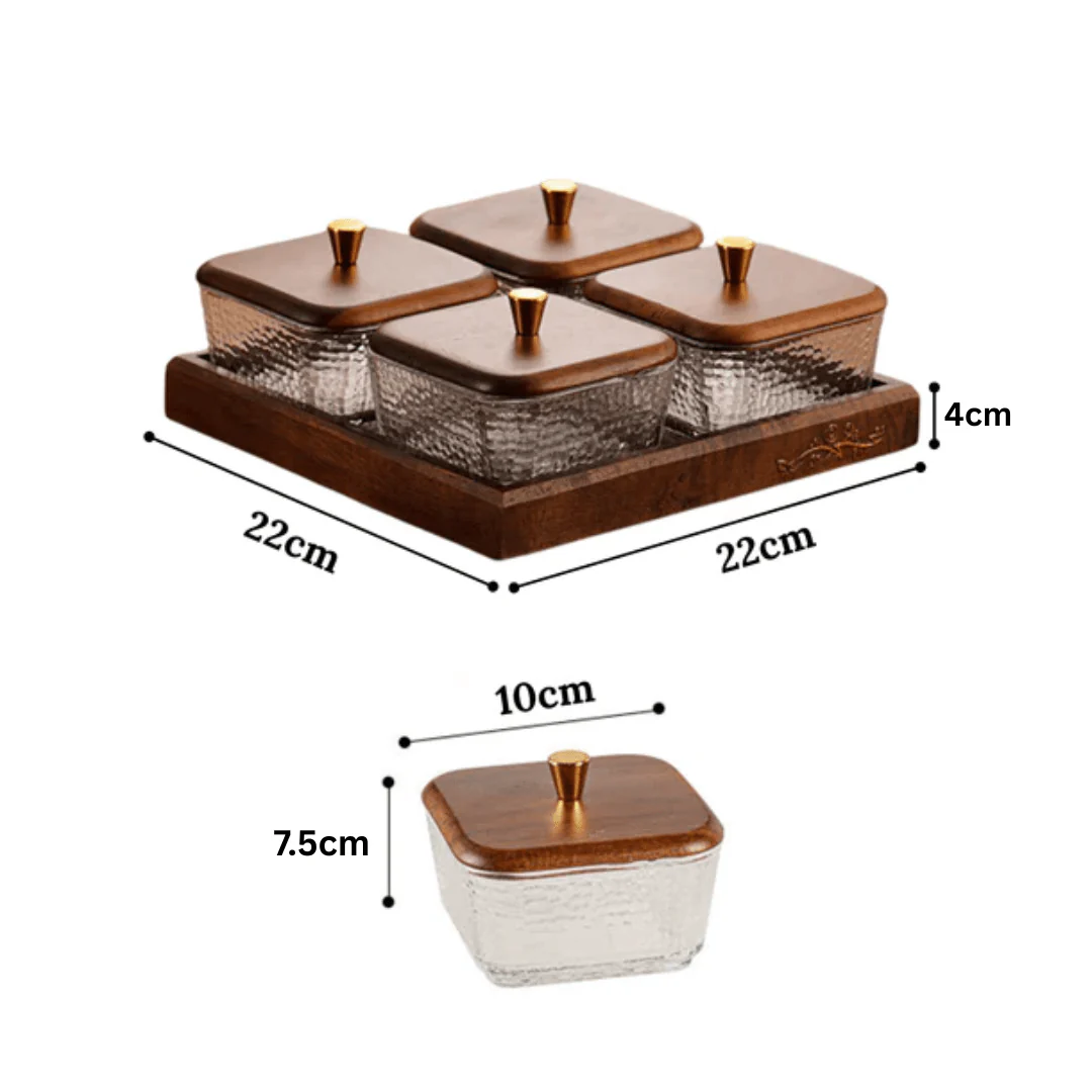 Multi-Compartment High-Borosilicate Glass Fruit and Nut Serving Tray Set - Image 9