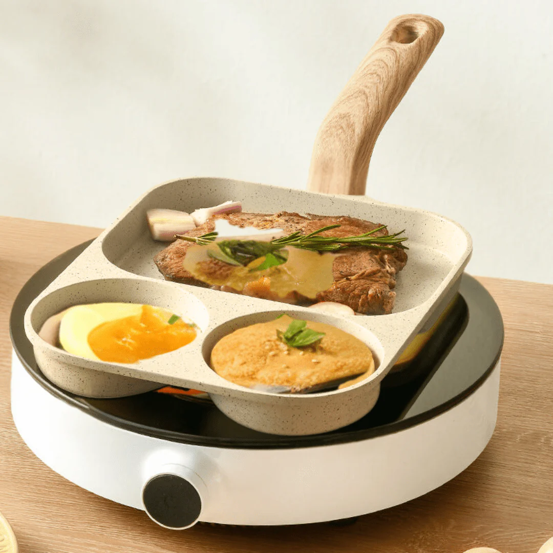 Multi-Compartment Non-Stick Maifan Stone Cooking Pan - Image 3