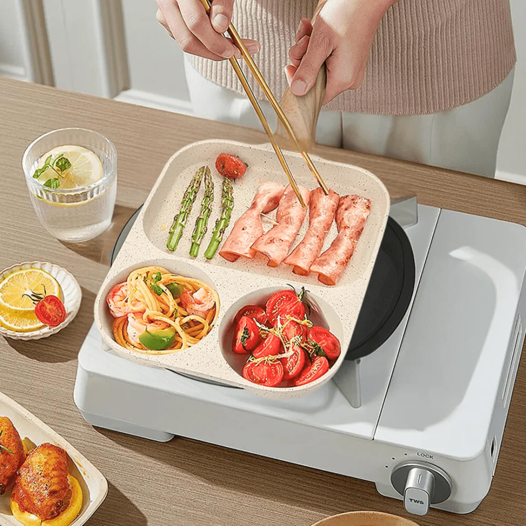 Multi-Compartment Non-Stick Maifan Stone Cooking Pan - Image 7