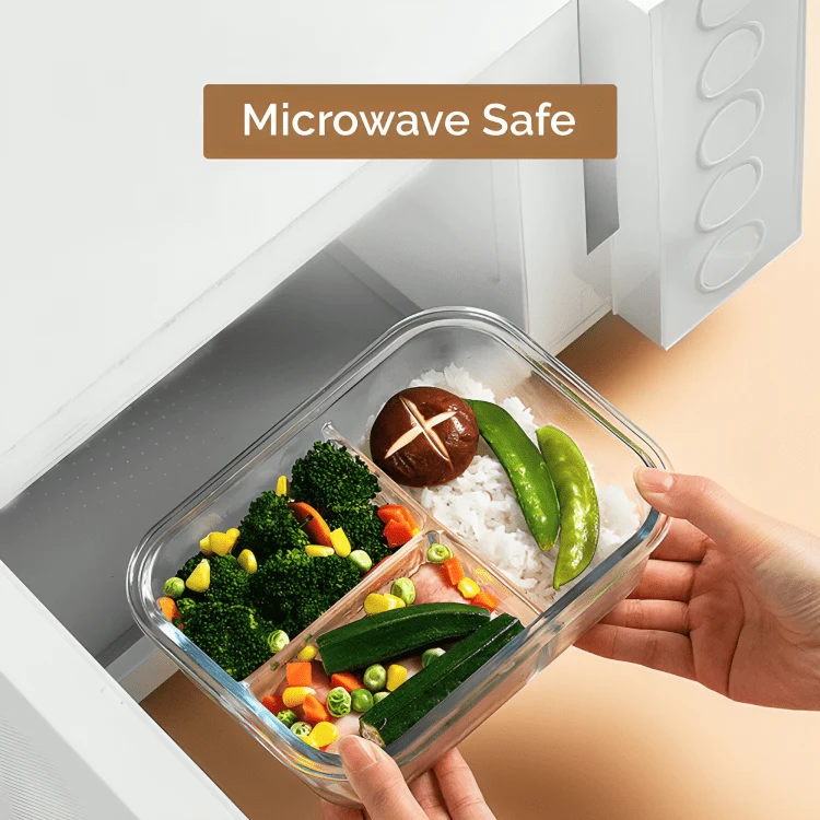 Multi-Compartment Rectangle Glass Food Container - Image 3