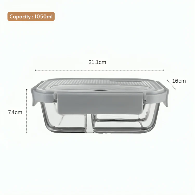 Multi-Compartment Rectangle Glass Food Container - Image 8