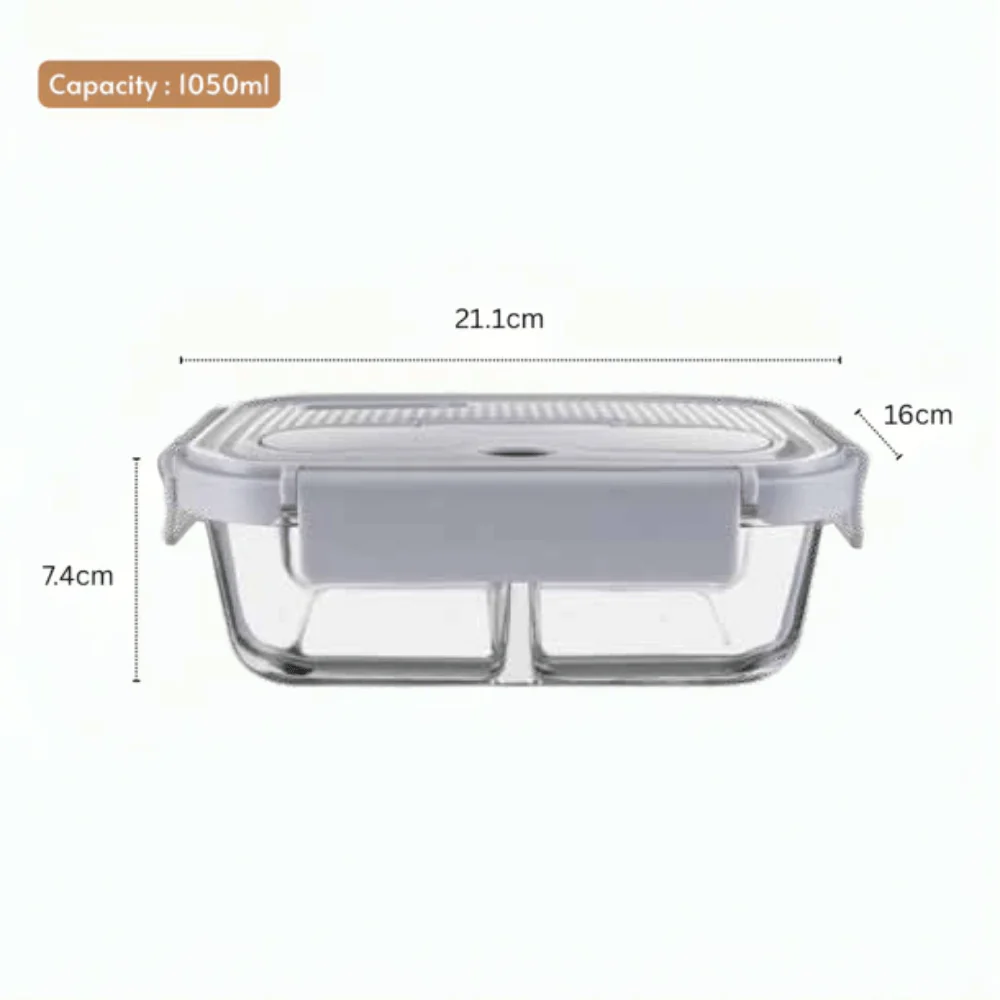 Multi-Compartment Rectangle Glass Food Container - Image 9