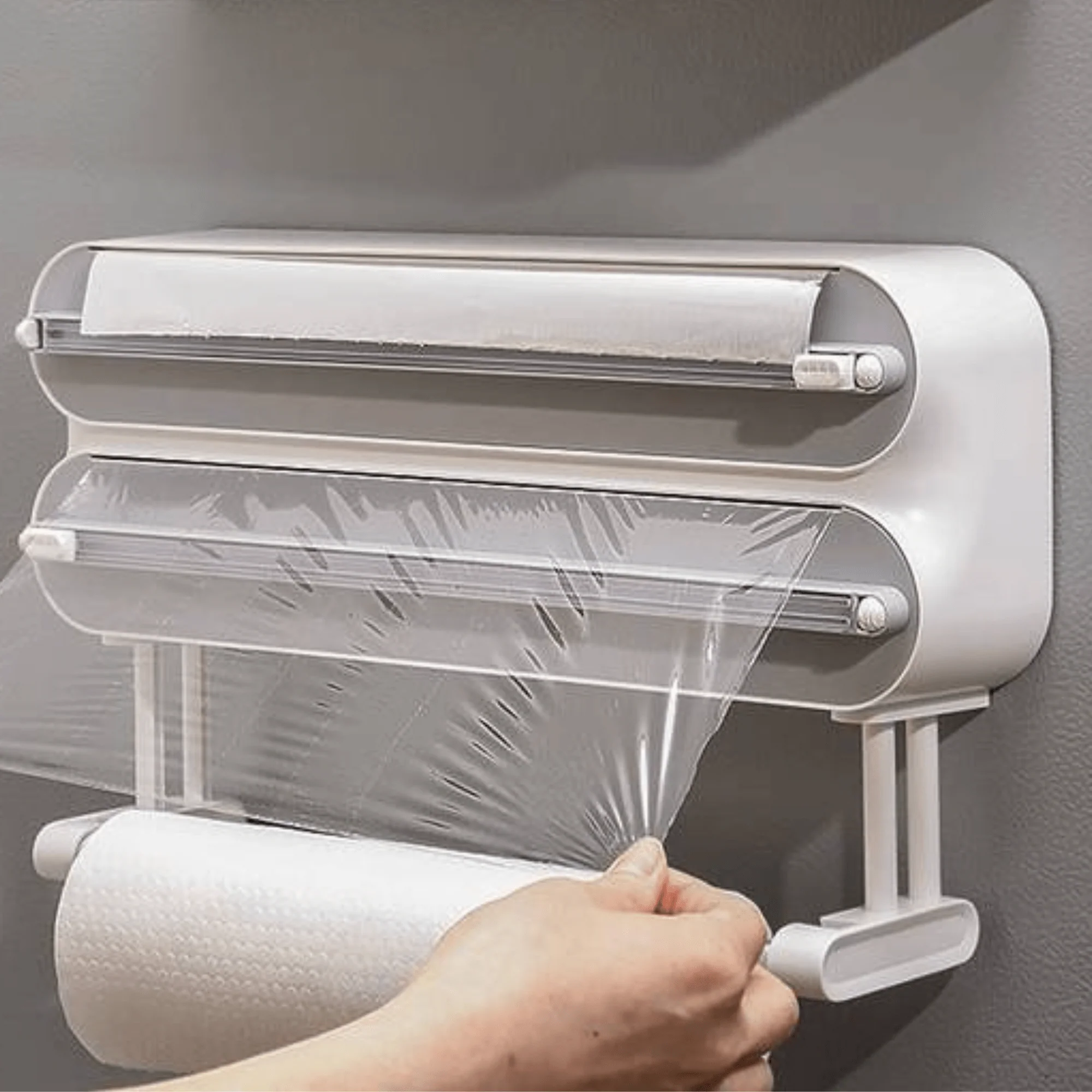 Multi-Functional 3-in-1 Kitchen Wrap Dispenser with Cutter - Image 3