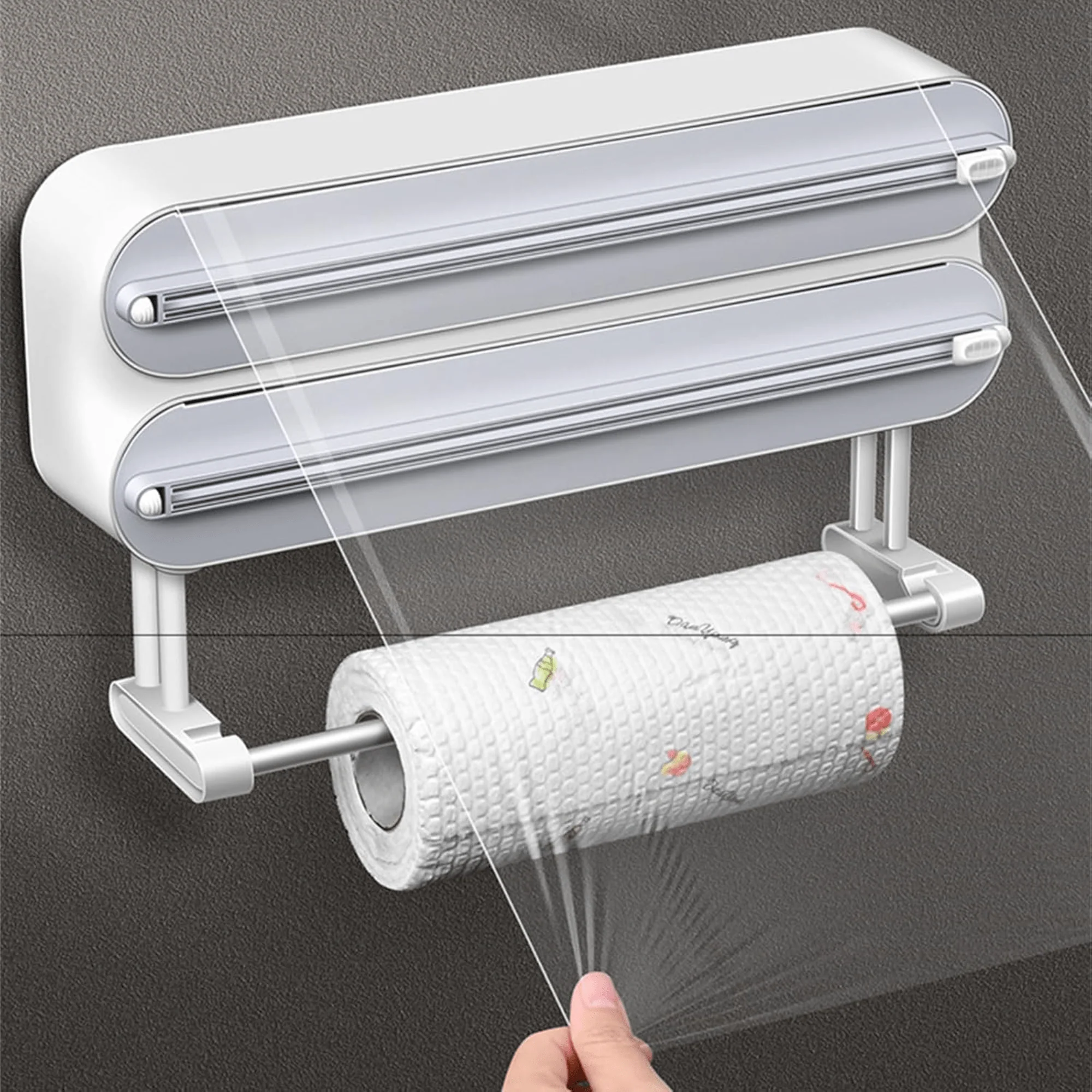 Multi-Functional 3-in-1 Kitchen Wrap Dispenser with Cutter - Image 6