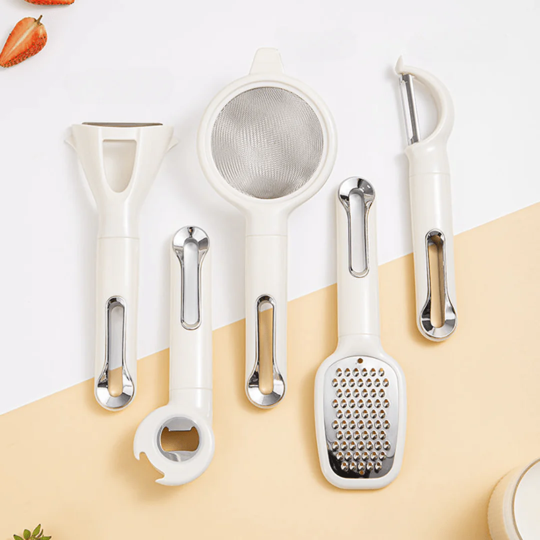 Multi-Functional 7-Piece Stainless Steel Kitchen Tools Set with Stand - Image 5