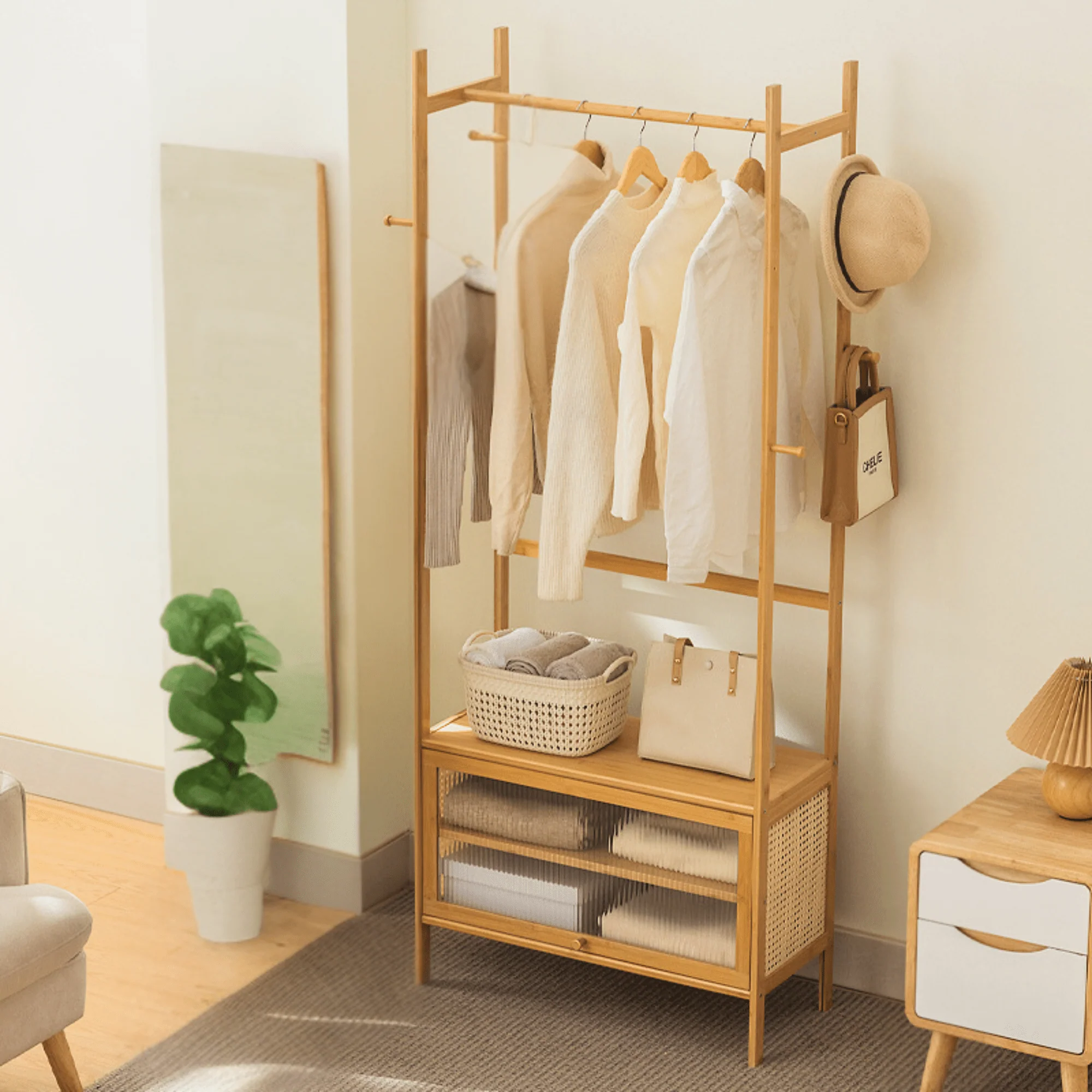 Multi-Functional Bamboo Wood Storage Organizer Rack (70cm) - Image 4