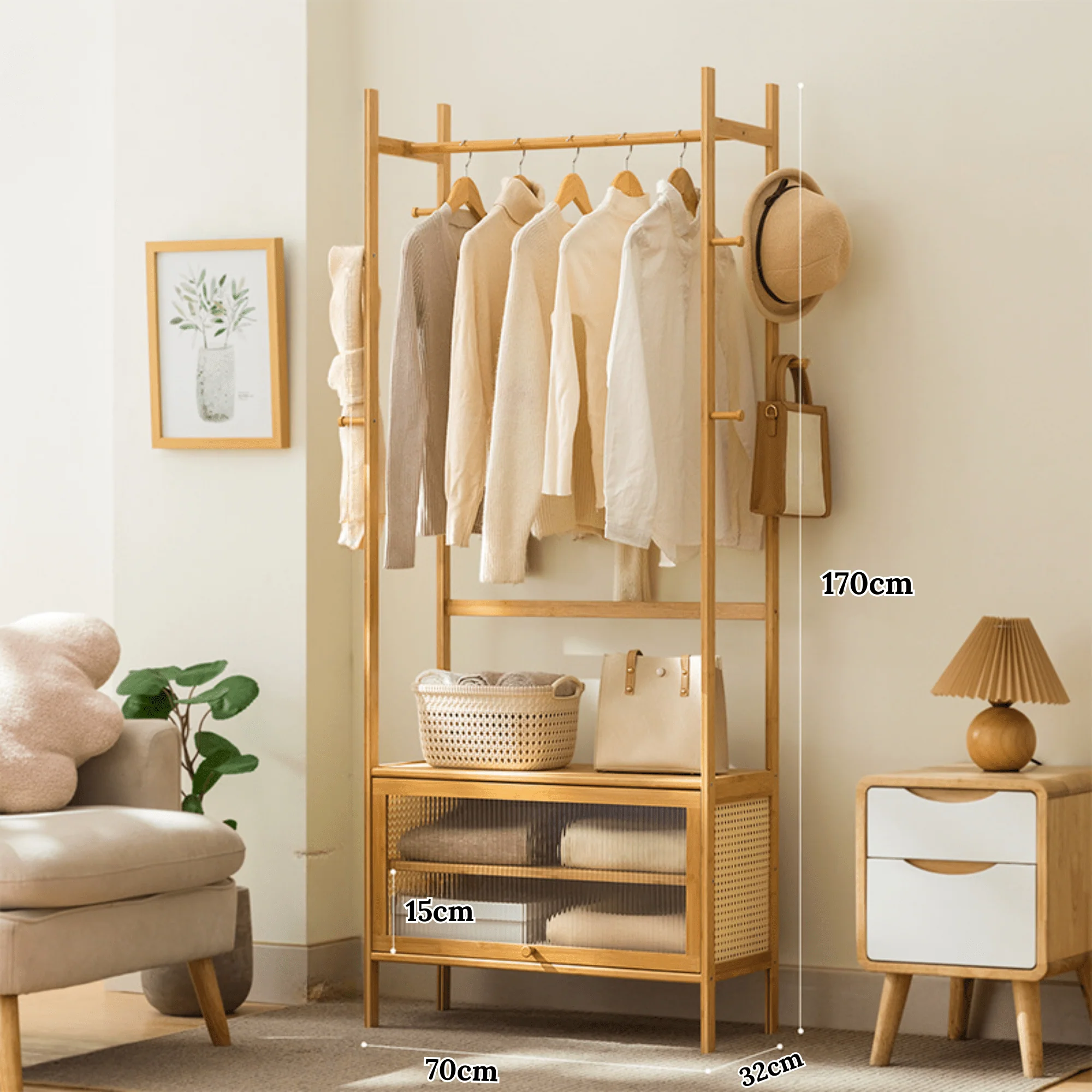 Multi-Functional Bamboo Wood Storage Organizer Rack (70cm) - Image 7
