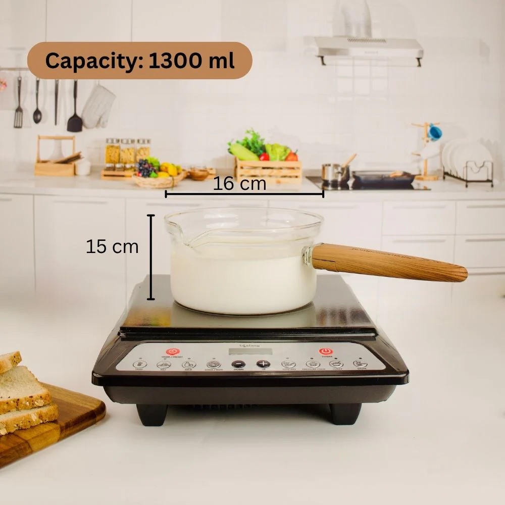 Multi-Functional Borosilicate Glass Pan with Wooden Handle (1300ml) - Image 6
