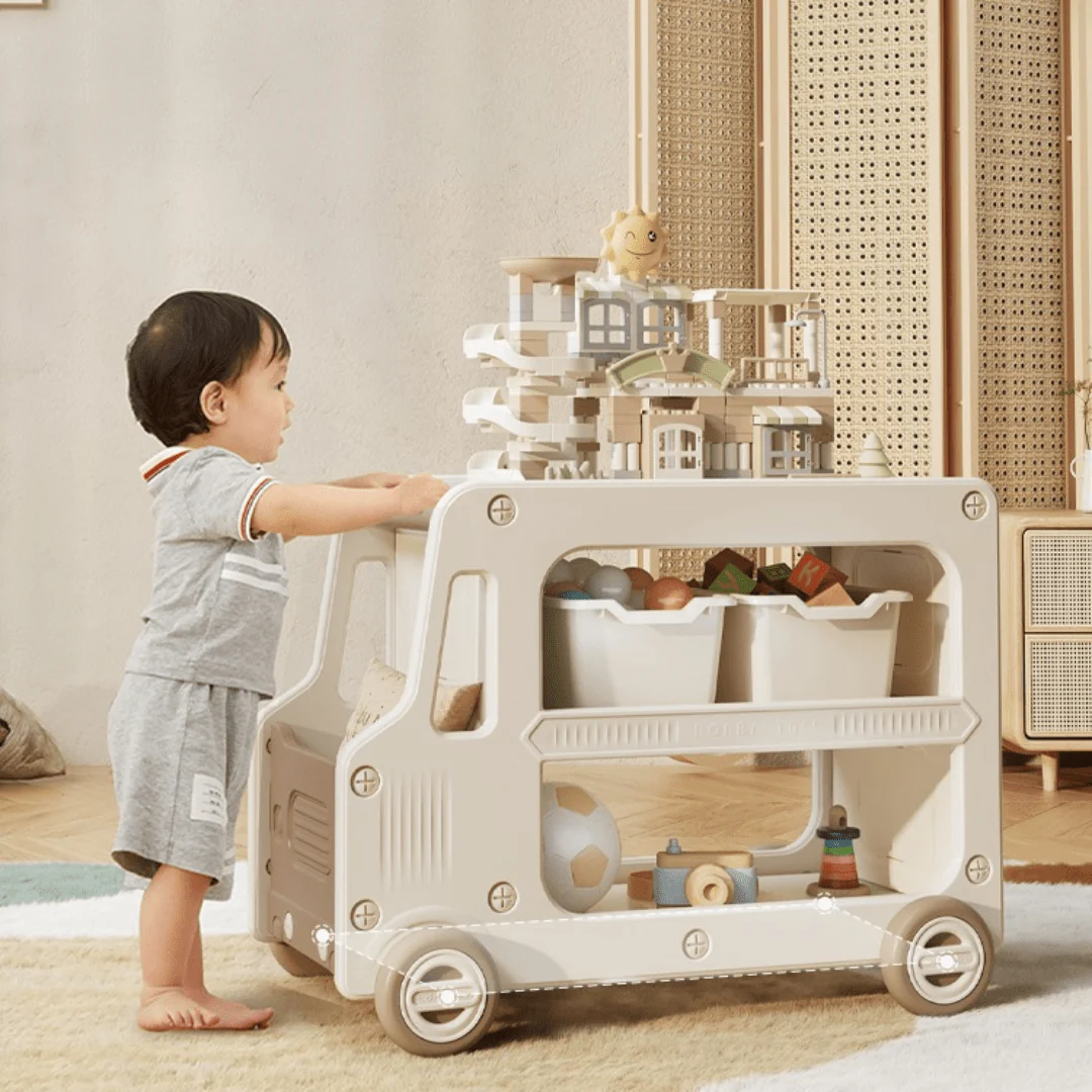 Multi-Functional Bus Themed Storage Cabinet with Wheels - Image 4
