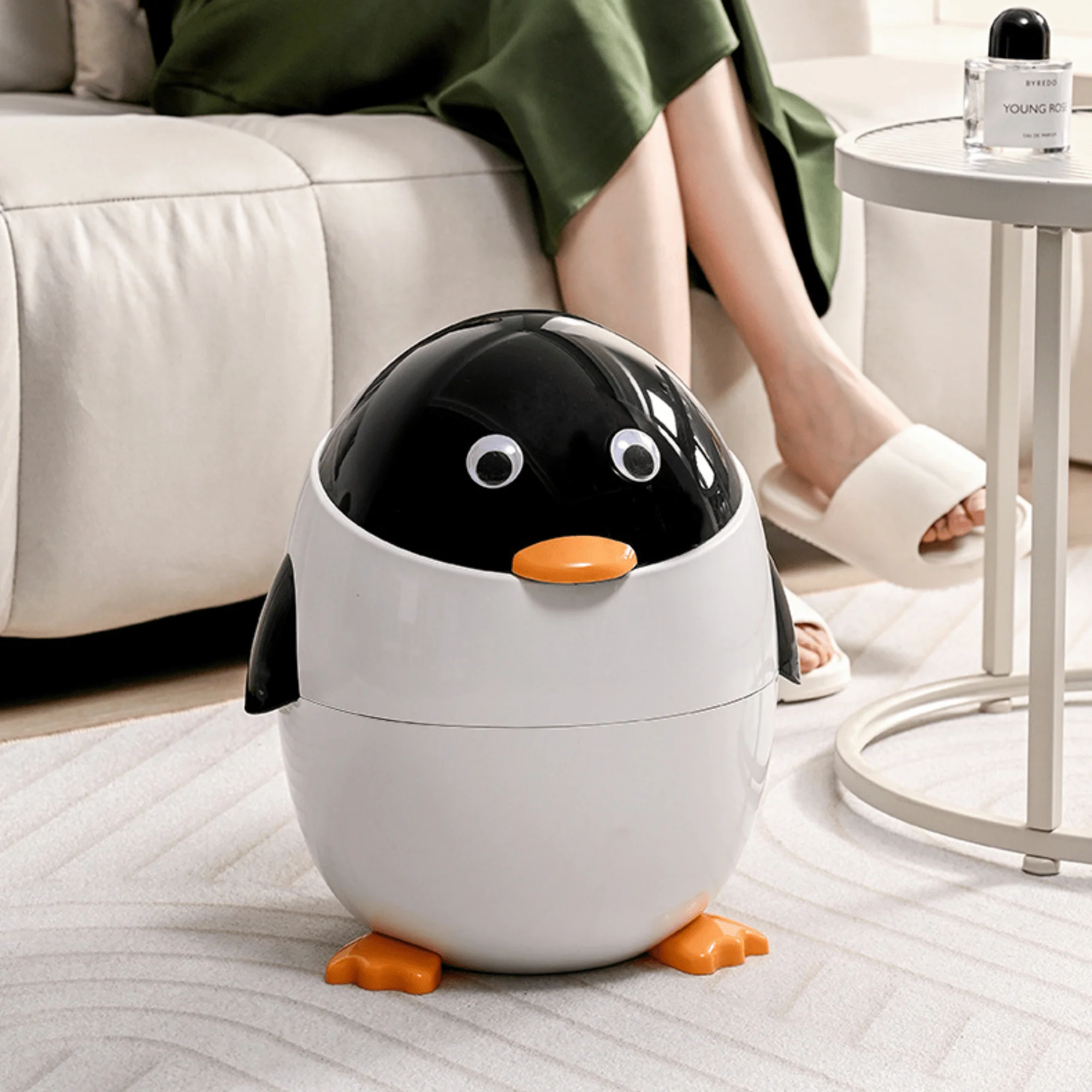 Multi-Functional Cartoon Penguin Style Double Barrel Trash Bin(6L) - Image 2