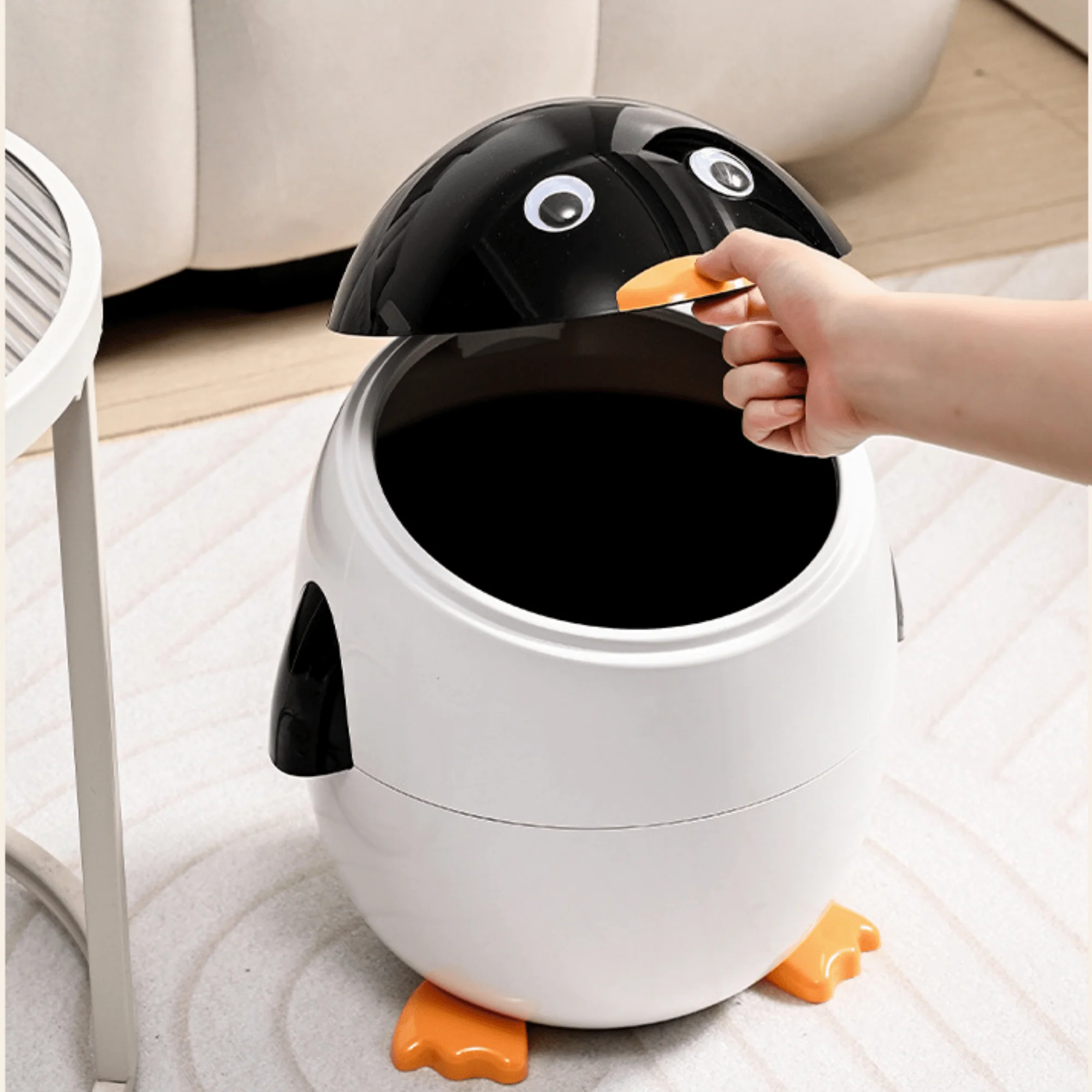 Multi-Functional Cartoon Penguin Style Double Barrel Trash Bin(6L) - Image 6