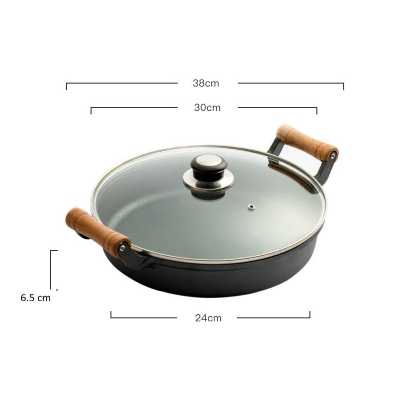 Multi-Functional Cast Iron Non-Stick Frying Pan With Lid & Ear Handles(30cm) - Image 11