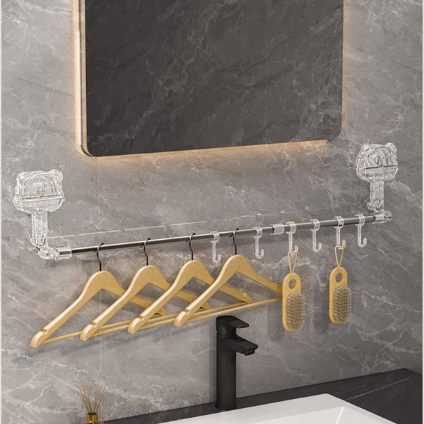 Multi-Functional Drill Free Retractable Storage Rack with 6 Hooks - Image 7