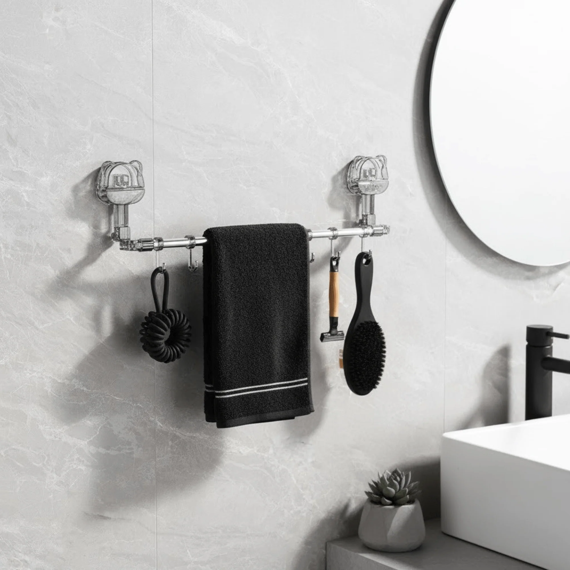 Multi-Functional Drill Free Retractable Storage Rack with 6 Hooks - Image 9