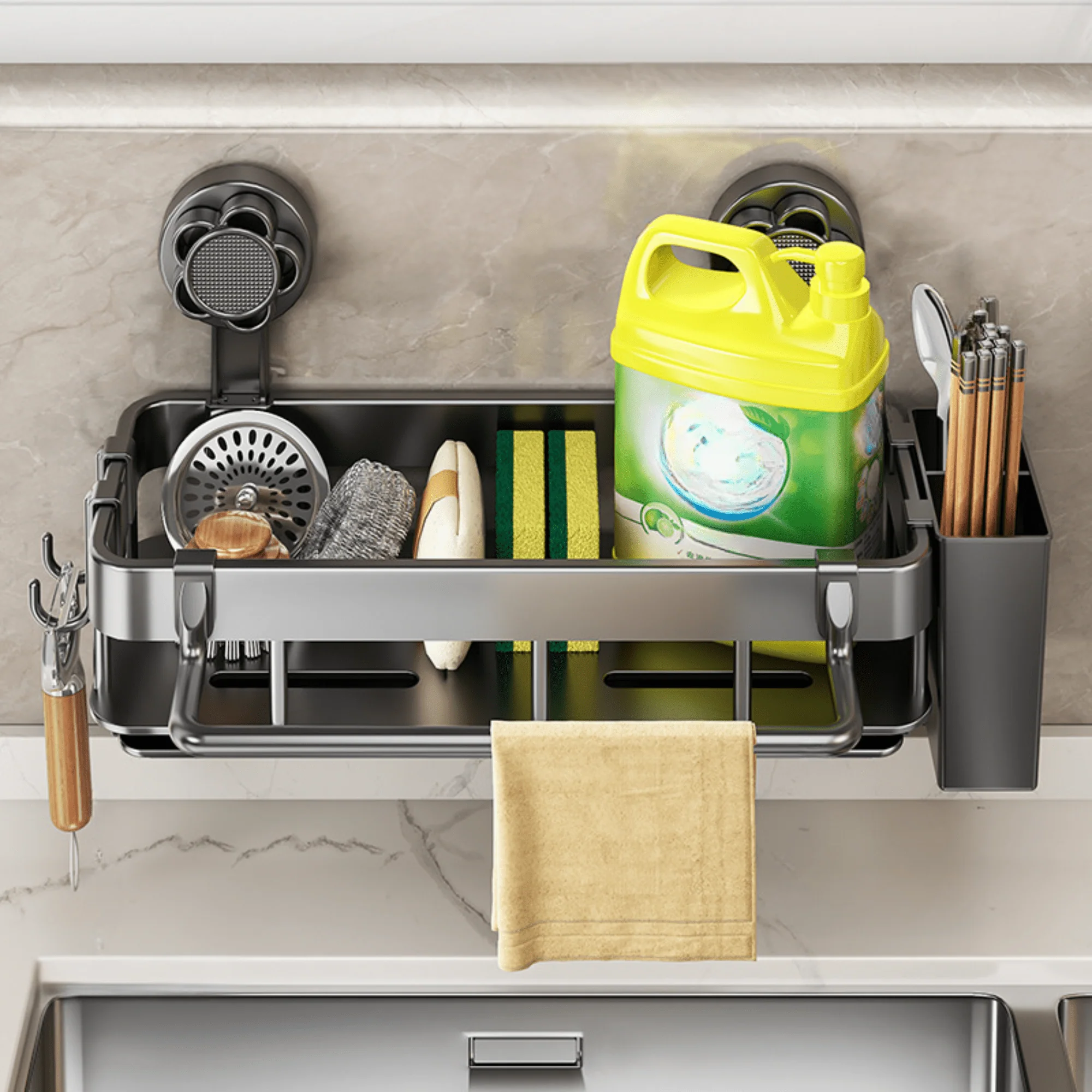 Multi-Functional Plastic Wall Storage Rack with Strong Suction Cup - Image 2