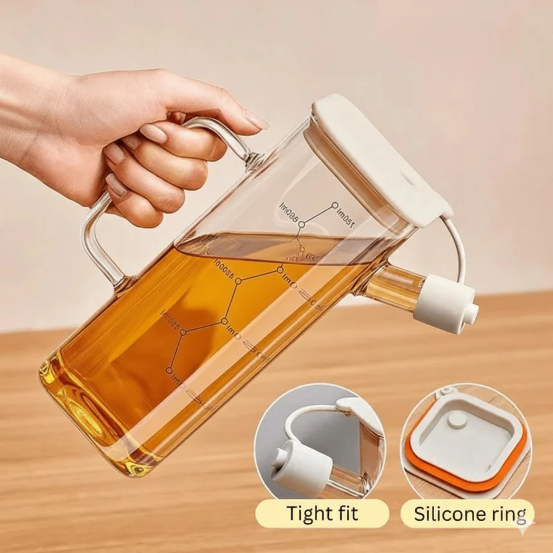 Multi-Functional Oil Glass Dispenser with Silicone Guard - Image 4