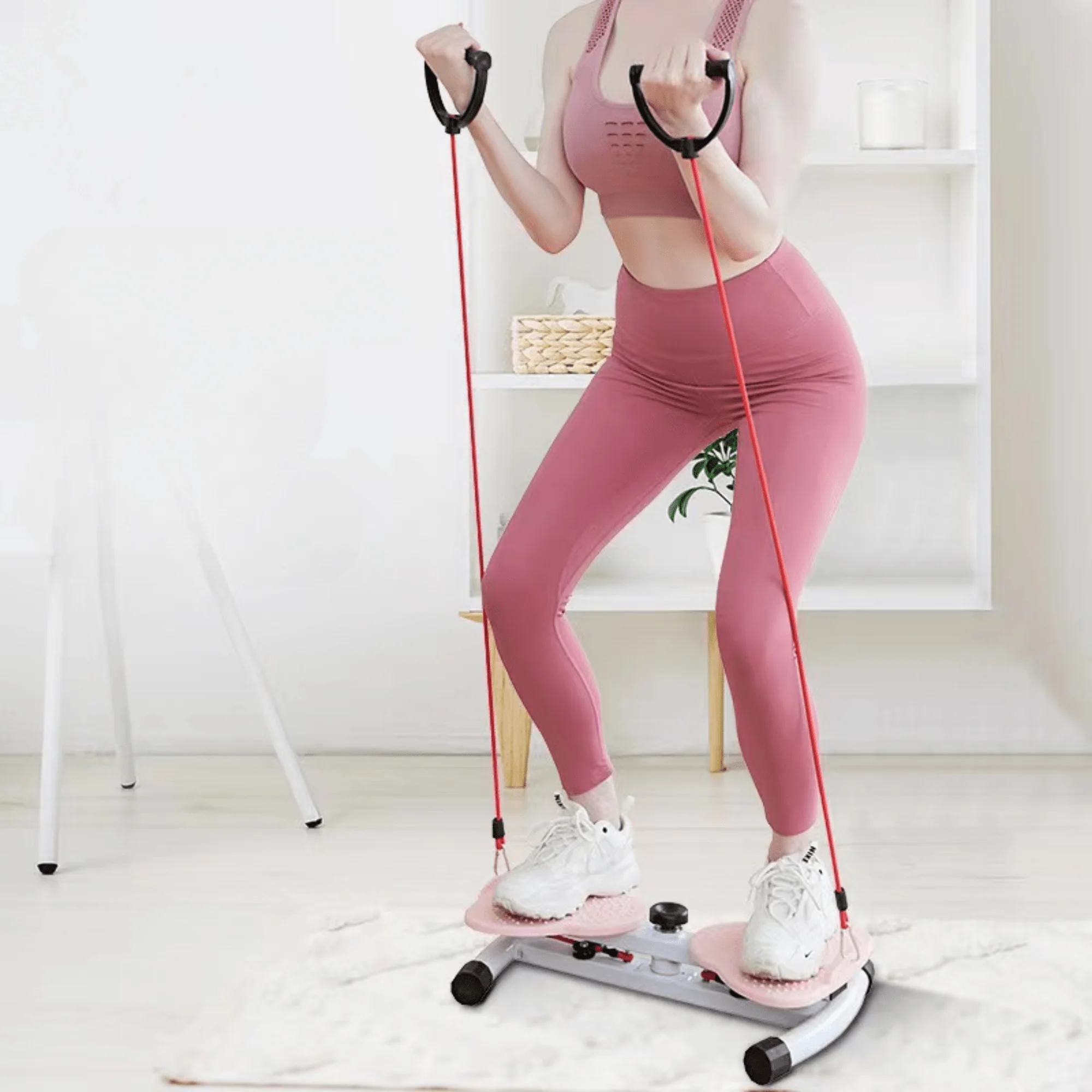 Multi-Functional Portable Twister Stepper with Resistance Bands for Home Workout