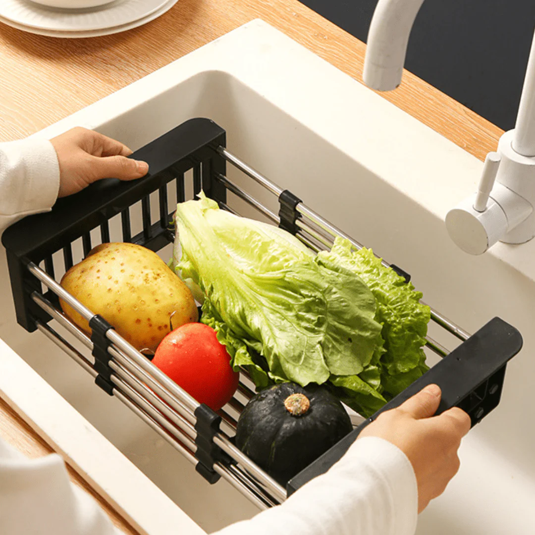 Multi-Functional Retractable Stainless Steel Sink Drain Basket Rack - Image 2