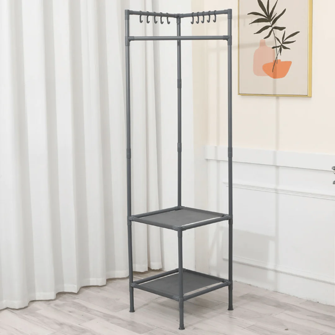 Multi-Functional Space Saving Corner Coat Rack with Shelf Storage - Image 4