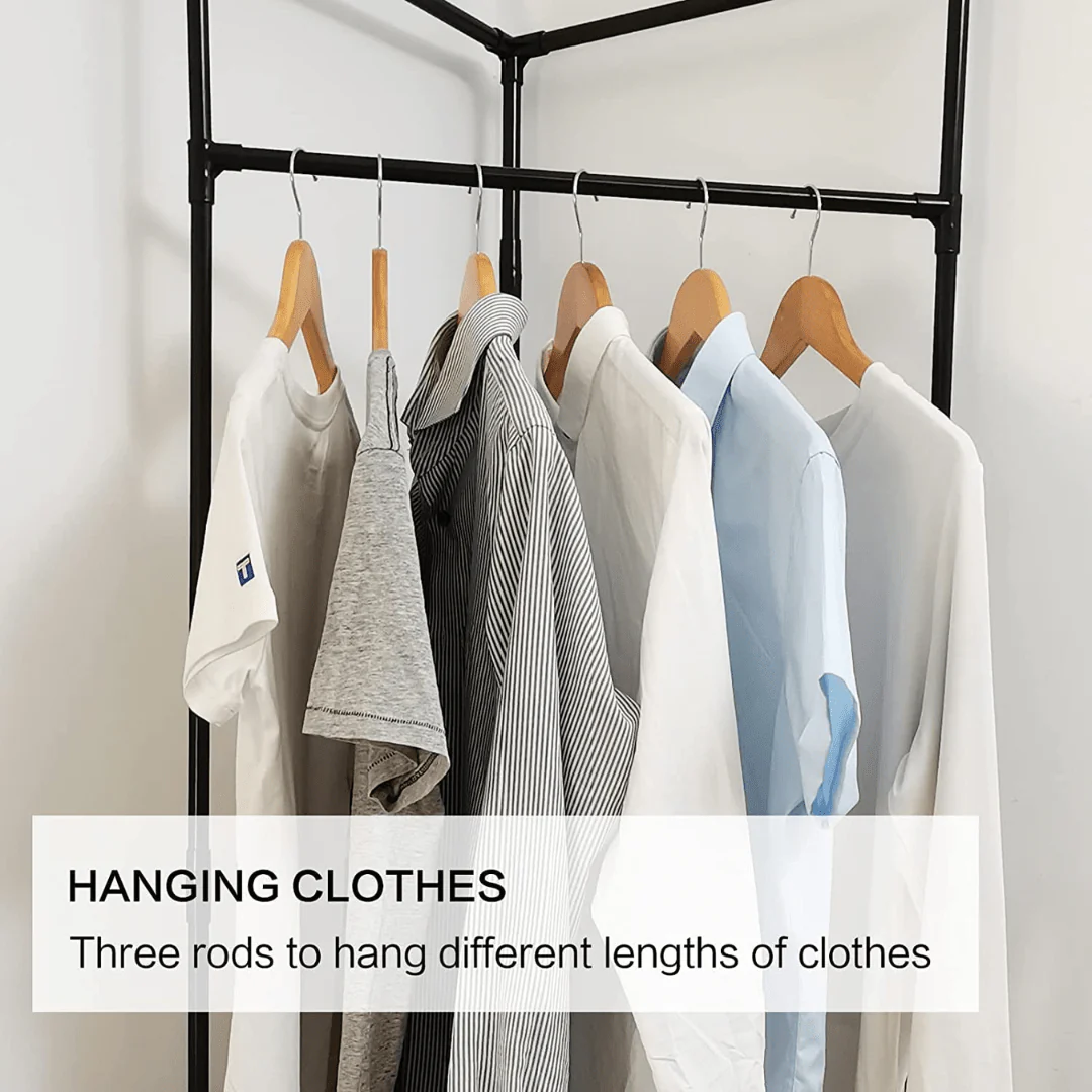 Multi-Functional Space Saving Corner Coat Rack with Shelf Storage - Image 5