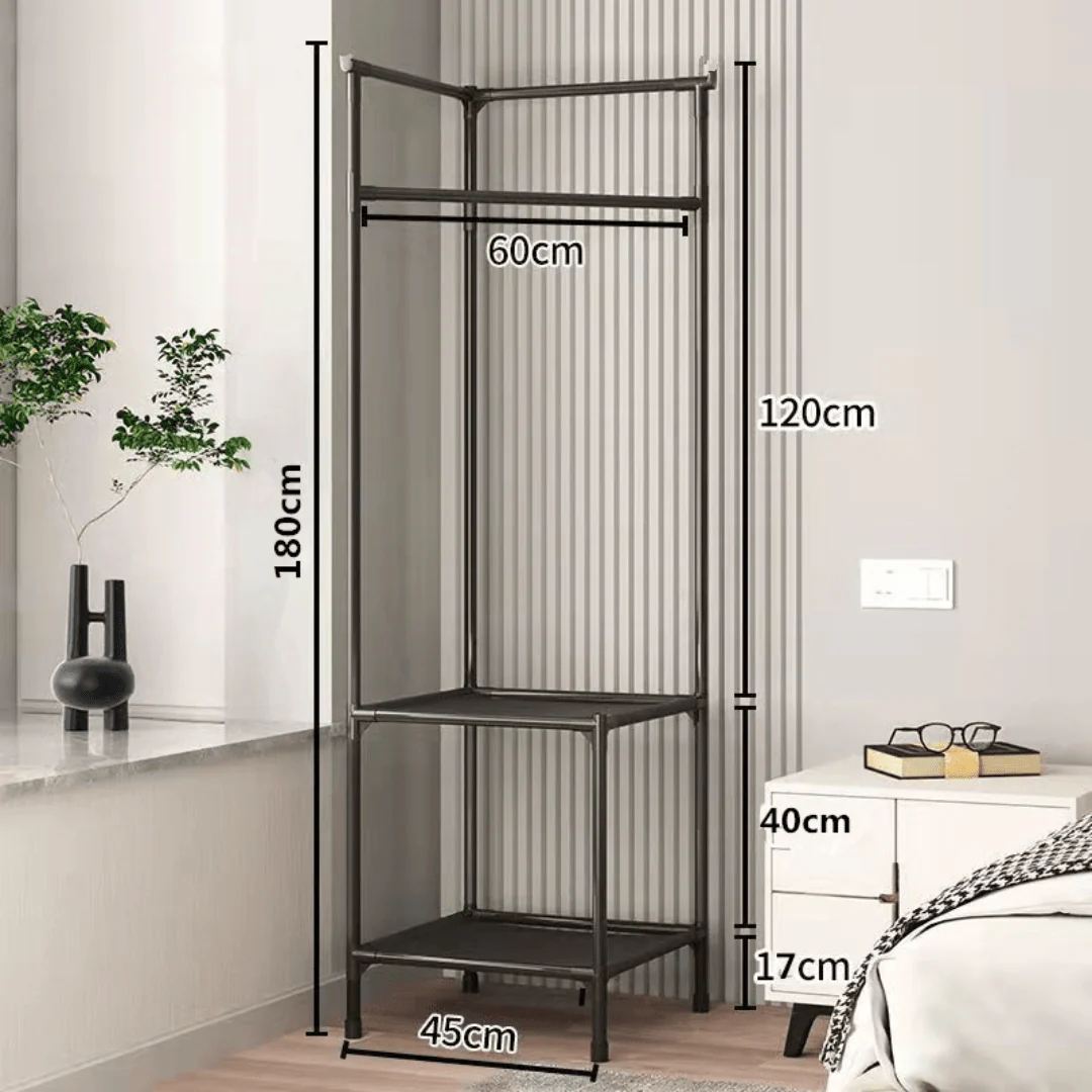 Multi-Functional Space Saving Corner Coat Rack with Shelf Storage - Image 6