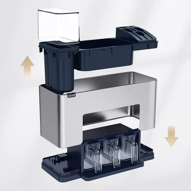 Multi-Functional Stainless Steel Kitchen Rack with Chopstick & Spice Holders - Image 3