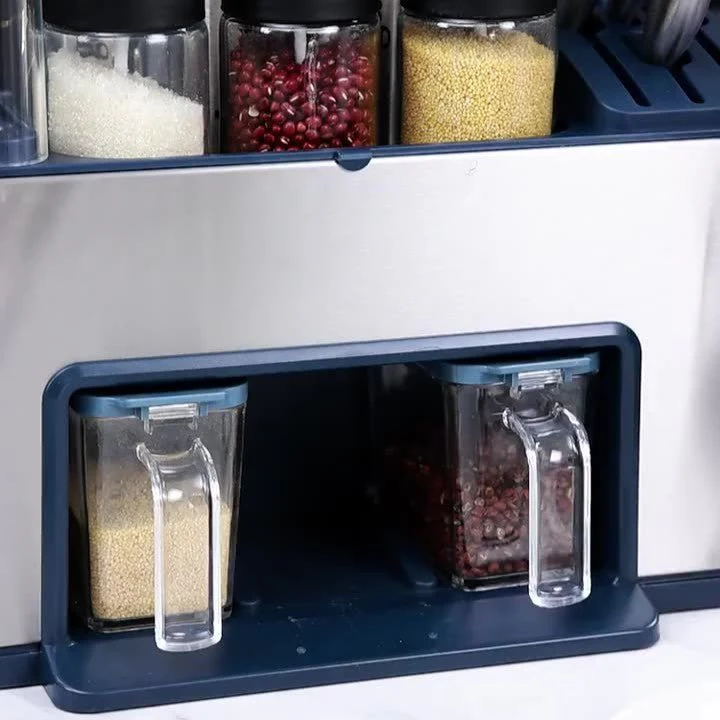 Multi-Functional Stainless Steel Kitchen Rack with Chopstick & Spice Holders - Image 5