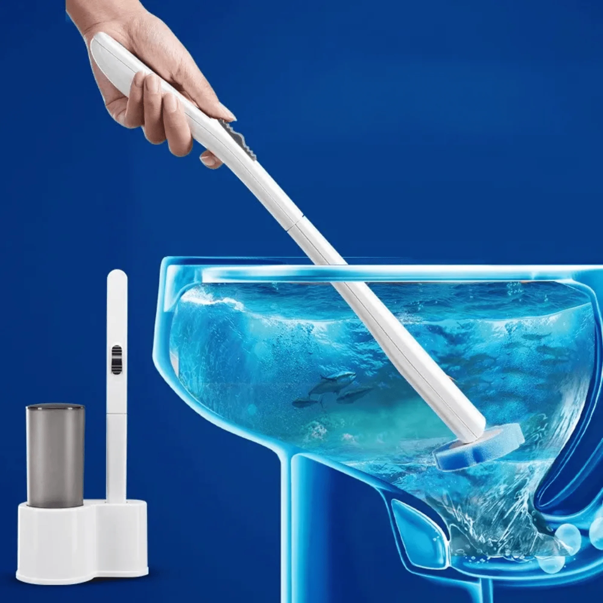 Multi-Functional Toilet Brush Set with 6 Refill Heads and Storage Holder - Image 4