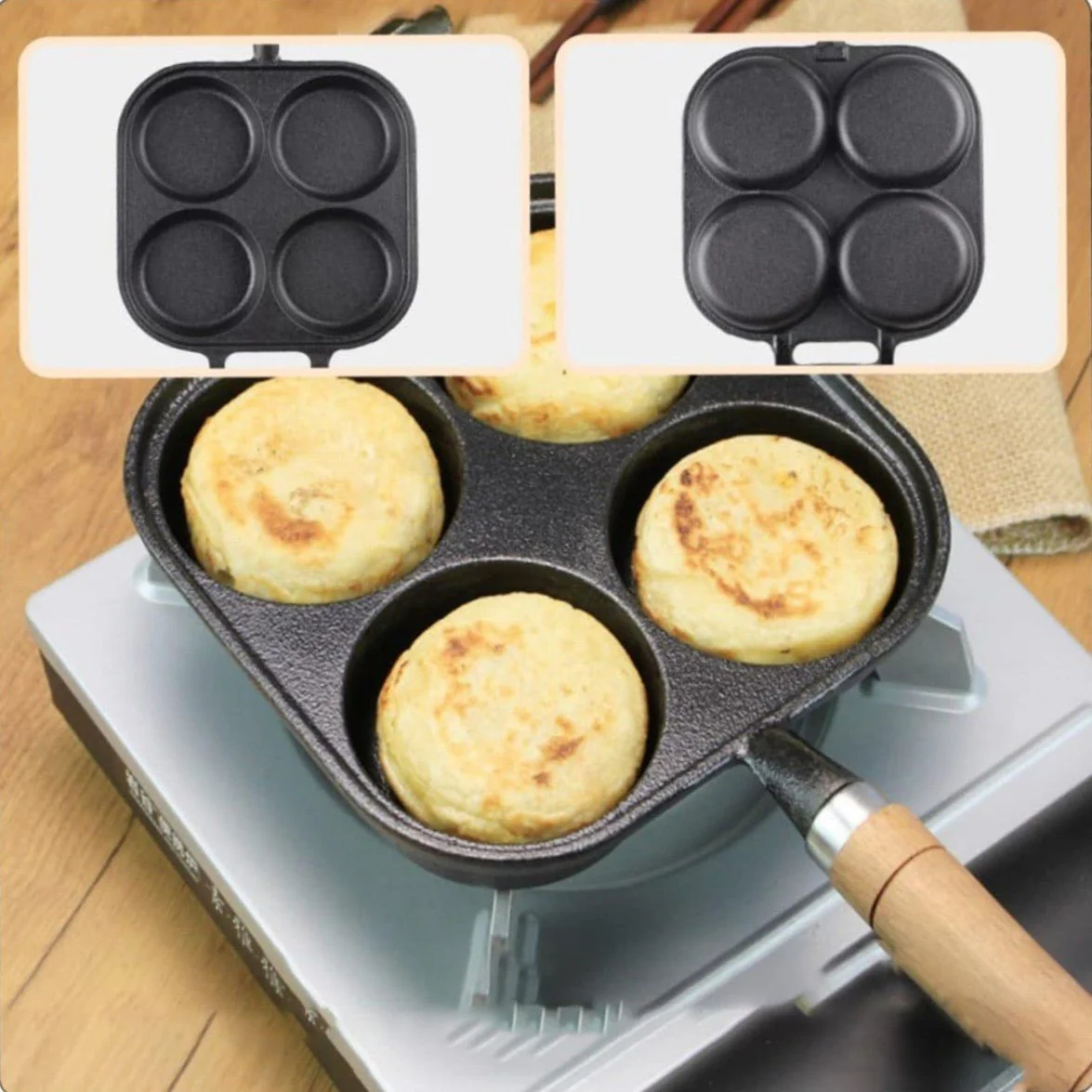 Multi-Hole Non-Stick Cast Iron Square Pancake Maker(19cm) - Image 3