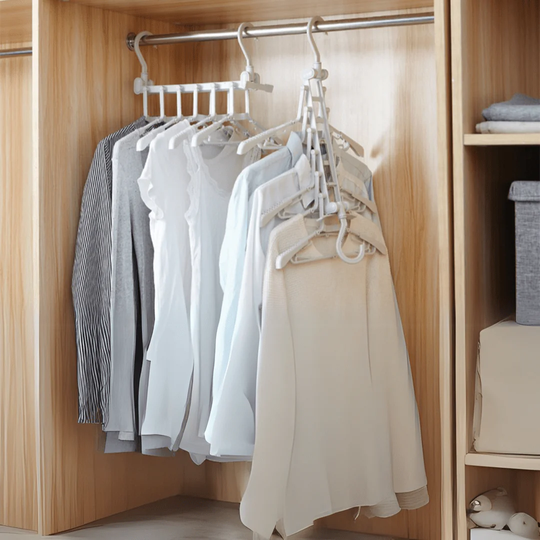 Multi-Hooks Adjustable 360° Plastic Rotatable Clothes Hanger - Image 2