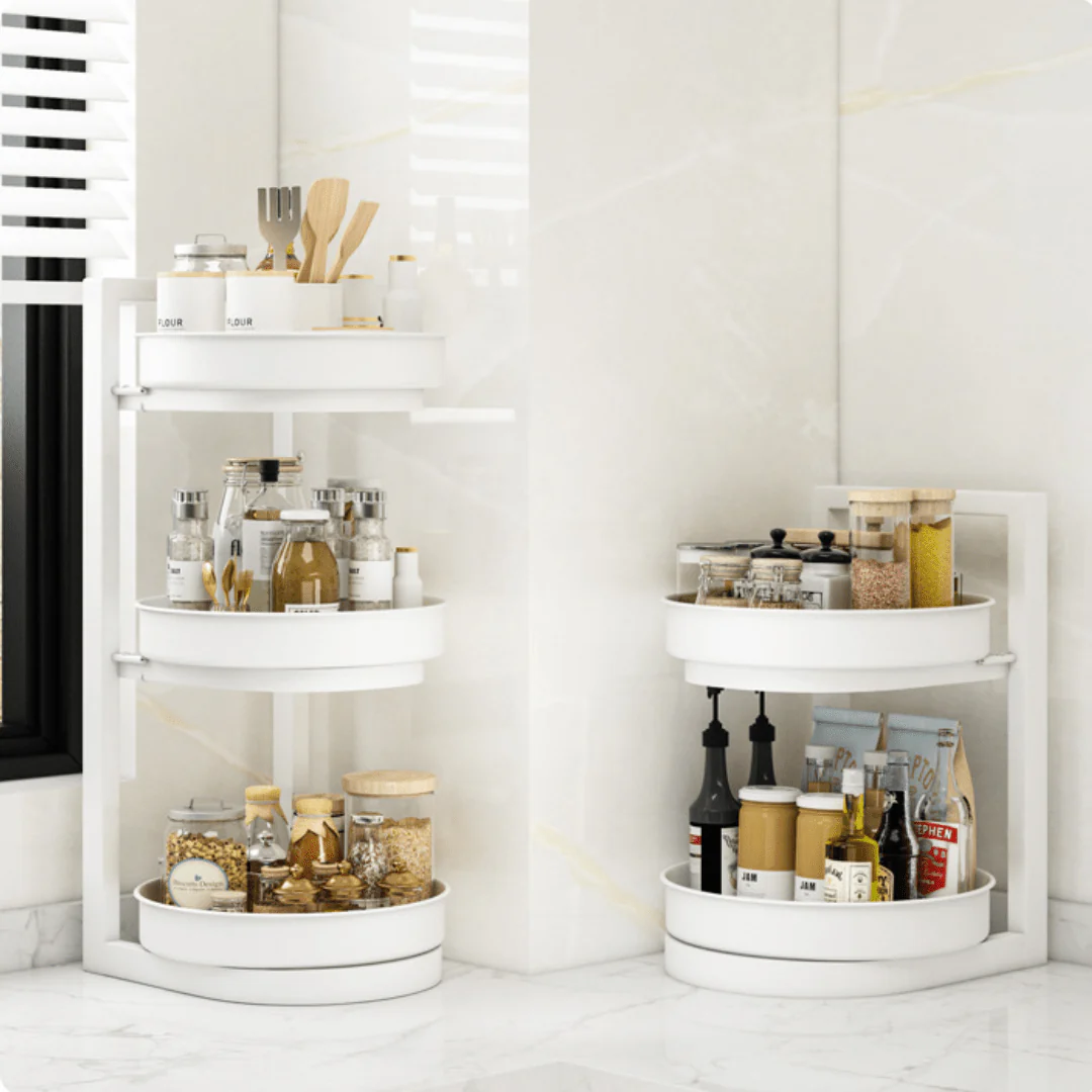 Multi-Layer 360° Rotatable Adjustable Rotatable Corner Spice Rack