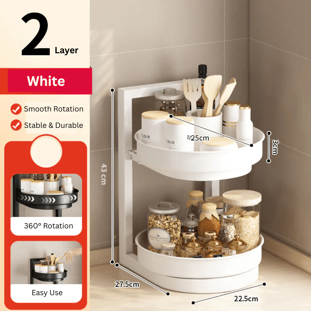 Multi-Layer 360° Rotatable Adjustable Rotatable Corner Spice Rack - Image 6