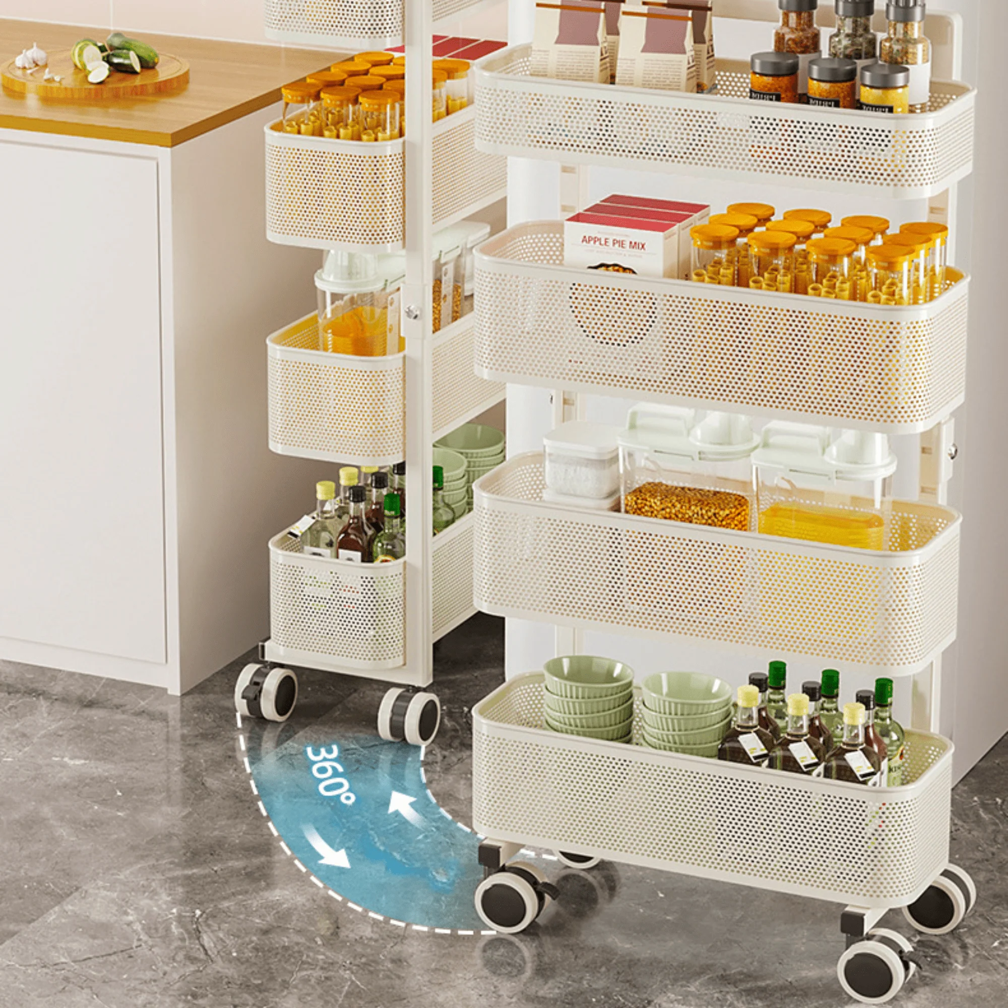 Multi-Layer Adjustable Carbon Steel Kitchen Gap Storage Rack - Image 4