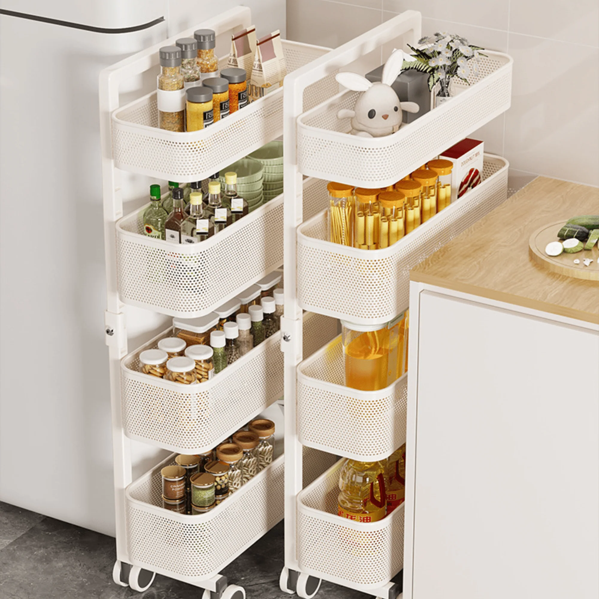 Multi-Layer Adjustable Carbon Steel Kitchen Gap Storage Rack - Image 5