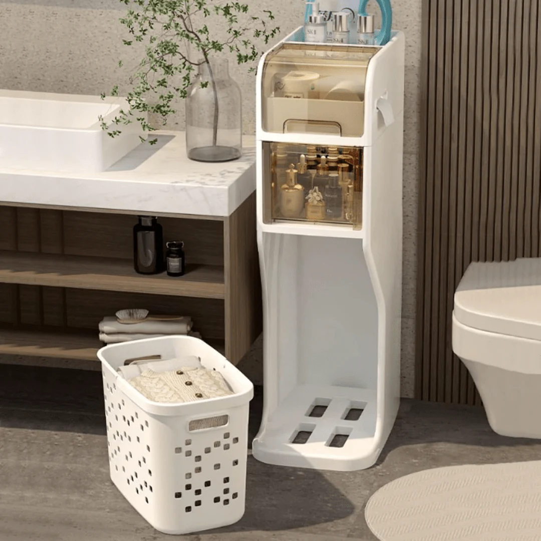 Multi-Layer Bathroom Storage Cabinet and Laundry Basket - Image 4