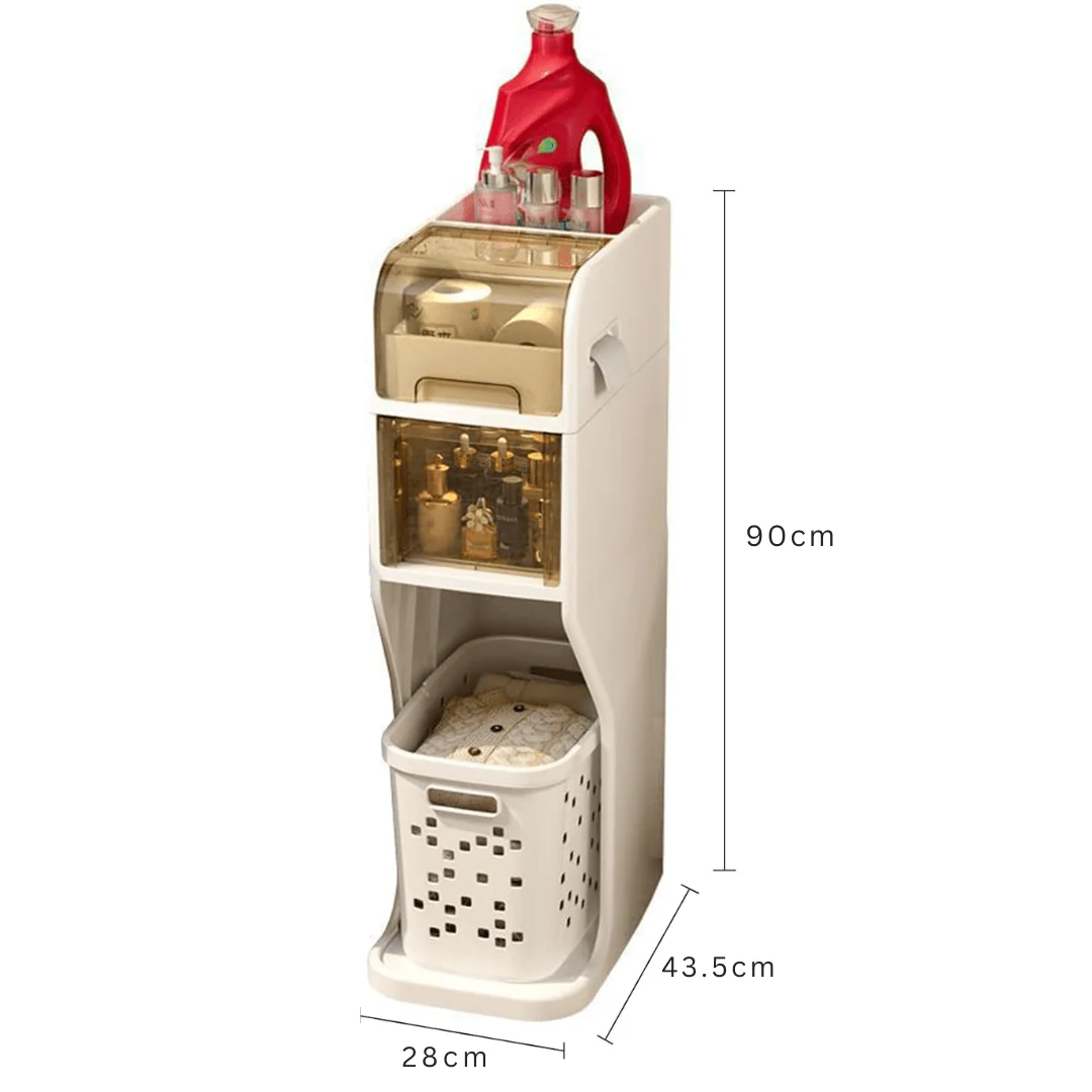 Multi-Layer Bathroom Storage Cabinet and Laundry Basket - Image 7