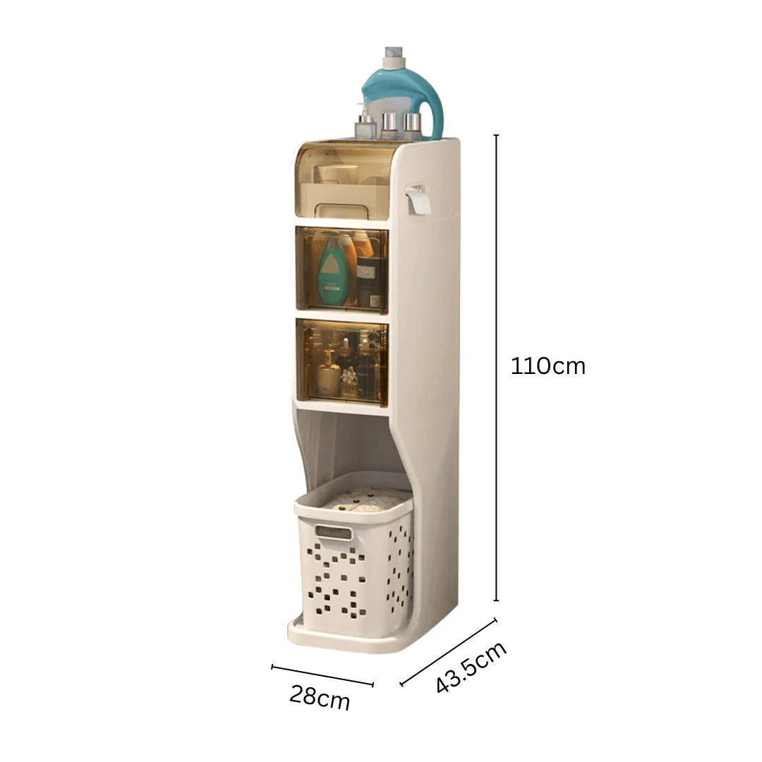 Multi-Layer Bathroom Storage Cabinet and Laundry Basket - Image 8