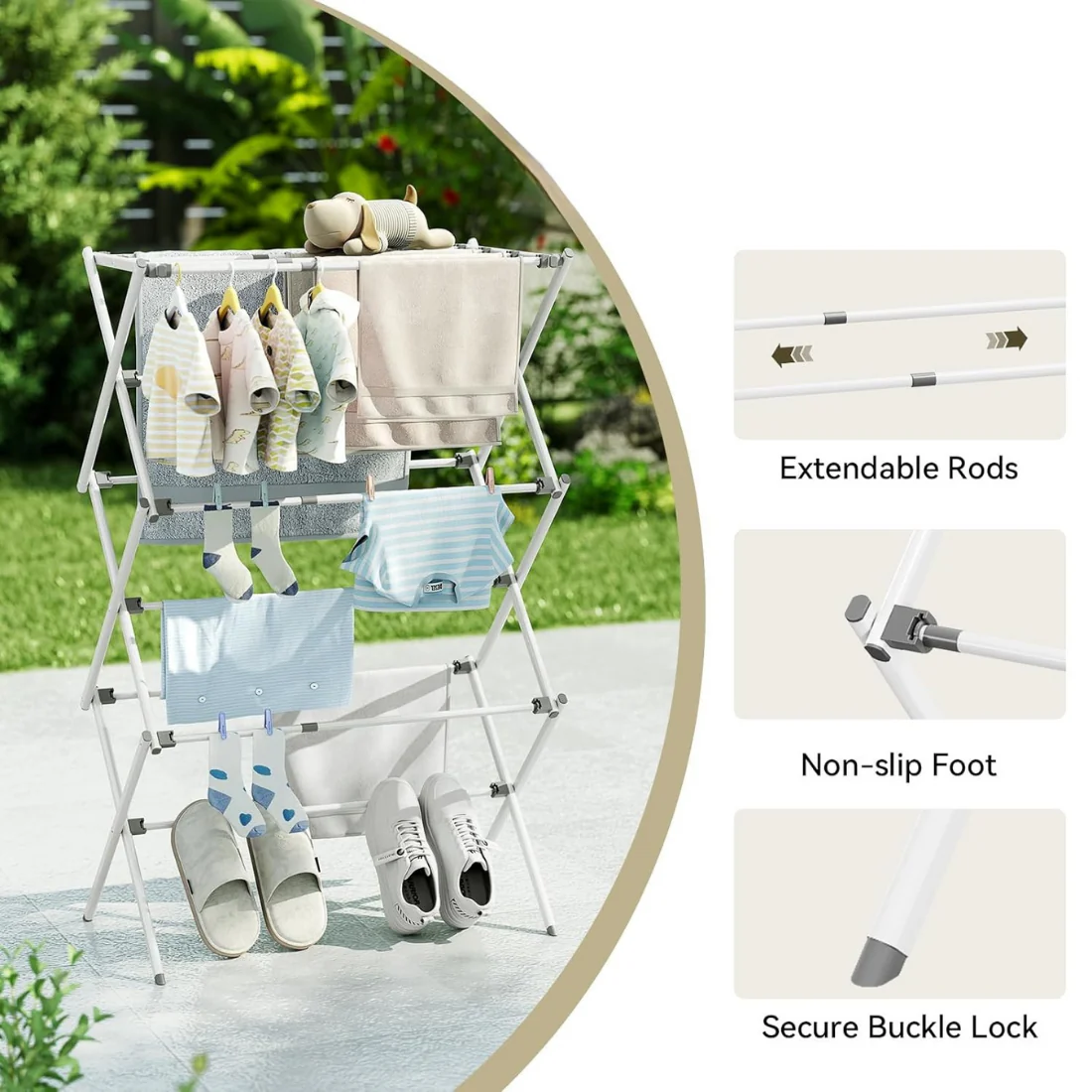 Multi-Layer Floor Standing Foldable Clothes Drying Rack - Image 5